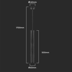 Lampadario a sospensione con supporto rigido 1xGU10/35W/230V 50 cm nero