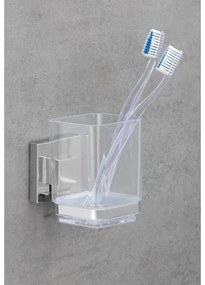 WENKO 22680100 -Bicchiere VACUUM-LOC QUADRO ED 7,5x10 cm argento/cromo lucido/trasparente