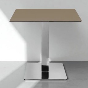 Tavolo bar pub ristorante in HPL 80x80 cm Tortora per esterno base Argento H 74