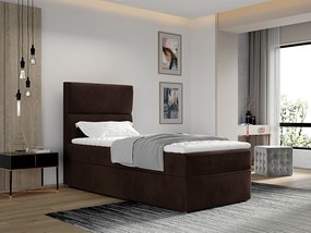 Letto singolo boxspring Atlanta - Tessuto marrone scuro