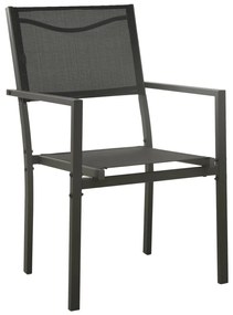 Set da pranzo da giardino 5 pz nero in acciaio e textilene