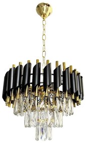 Lampadario a sospensione con catena CRISTAL 5xE14/40W/230V oro/nero
