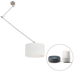 Lampada a sospensione intelligente in acciaio con paralume bianco 35 cm incl. Wifi A60 - Blitz