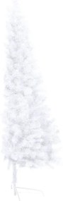 Albero di Natale a Metà Preilluminato con Palline Bianco 240 cm