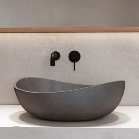 Lavabo D'Appoggio 57x37 Cm Con Piletta Di Scarico Karag "Eris" Cemento