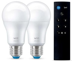 WiZ - Lampadine Smart Color 8,5W 806lm 2200-6500K RGB 2-pack E27 & Remote WiZ