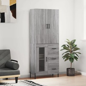 Credenza Grigio Sonoma 69,5x34x180 Cm İn Legno Multistrato /