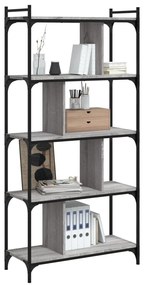 Libreria grigio sonoma 5 ripiani 76x32x158 cm legno multistrato