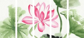 Quadri 5 pezzi – Fiore di loto ad acquerello