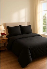 Set copripiumino e federa nero per letto matrimoniale o esteso con lenzuolo incluso/4 pezzi 200x220 cm Classic – Mila Home