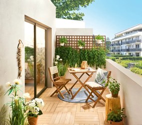Set tavolo e sedie Solis NATERIAL in acacia beige per 2 persone
