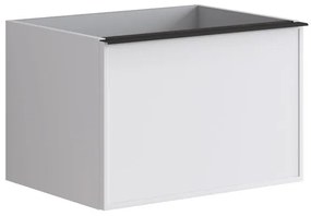 Mobile da bagno sotto lavabo Pixel frame frontale bianco e maniglia alluminio nero laccato opaco L 60 x H 40 x P 45.5 cm 1 cassetto, lavabo non incluso