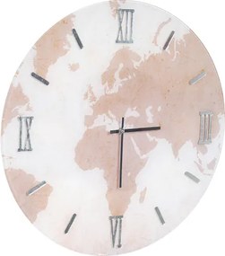 Orologio rotondo in vetro temperato con mappamondo Rosa D65 cm - CALIN