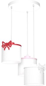 Lampadario a sospensione per bambini SWEET 3xE27/15W/230V bianco/rosa/rosso/bow