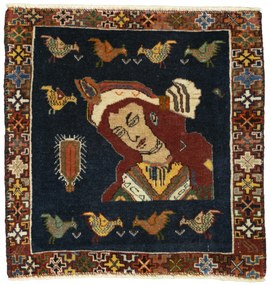 Shiraz Tappeto 50 x 50 Rosso (Iran) Annodato A Mano