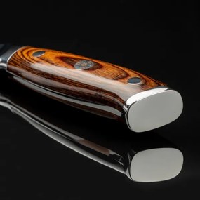 Gudaro - Coltello da cucina santoku in acciaio damascato FENG 7,5", 67 strati d'acciaio, lunghezza 18 cm