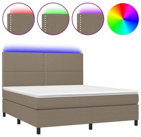 Letto a molle con materasso e led tortora 160x200 cm in tessuto