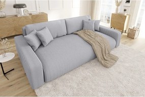 Divano grigio chiaro allungabile/con contenitore con rivestimento in velluto a coste 234 cm Sara – Ropez