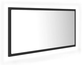 Specchio da bagno a led grigio 90x8,5x37 cm in acrilico