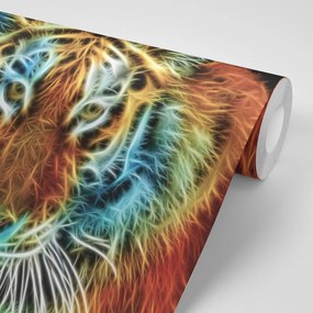 Carta da parati – Testa di tigre in stile astratto