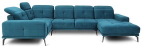 Divano angolare blu (con penisola a sinistra/a U) e rivestimento in velluto Neviro – ELTAP