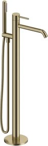 Rubinetto per vasca getto laminare cristallino Loop per pavimento dorato SANYCCES