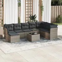 Set Divano da Giardino 9 pz con Cuscini Grigio in Polyrattan 3218060