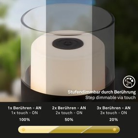 Brilo - Lampada da tavolo ricaricabile a LED dimmerabile per esterni LILET LED/2W/5V IP44