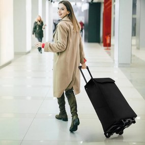 Costway Carrello pieghevole con borsa rimovibile, Carrello portatile della spesa con 2 ruote flessibili in ABS Nero