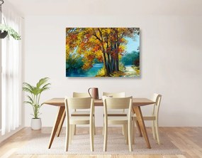 Stampa su tela – Alberi dipinti nei colori dell'autunno
