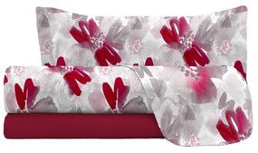 Completo letto singolo fiori rossi Passion Datex