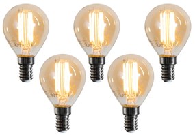 Set van 5 E14 LED lampen G45 goud 2W 180 lm 2100K