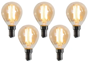 Set van 5 E14 LED lampen G45 goud 2W 180 lm 2100K