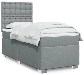 Giroletto A Molle Con Materasso Grigio Chiaro 80x200 Cm Tessuto /