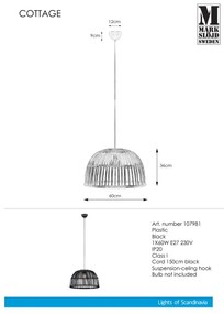 Markslöjd 107981 - Lampadario a sospensione con filo COTTAGE 1xE27/60W/230V