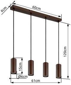 Globo 57919-4H - Lampadario a sospensione con filo JAMES 4xGU10/25W/230V