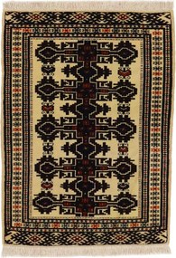 Turkmen Tappeto 80 x 110 Nero (Afghanistan) Annodato A Mano