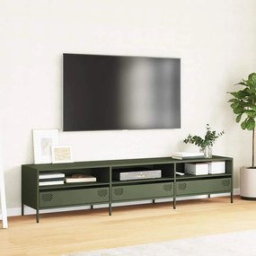 Mobile tv verde oliva 202x39x43,5 cm acciaio laminato a freddo