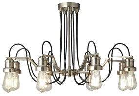 Lampadario Contemporaneo Olivia Acciaio Argento 8 Luci E27