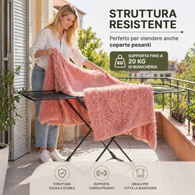 Stendibiancheria Allungabile 108-182 cm Stendino Salvaspazio Capacità 20 kg Estensibile in Ferro e PP Nero...