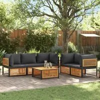 Set Divano da Giardino 6 pz con Cuscini in Massello di Acacia 3214891