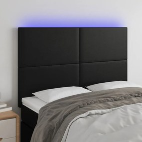 Testiera A Led Nera 144x5x118/128 Cm İn Similpelle /