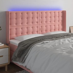 Testiera A Led Rosa 203x16x118/128 Cm İn Velluto /
