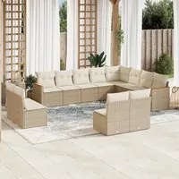 Set Divani da Giardino 12 pz con Cuscini Beige in Polyrattan 3258873