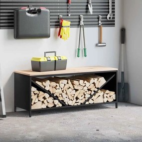 Rastrelliera Per Legna Da Ardere Con Piano Nera 100x40x60 Cm /