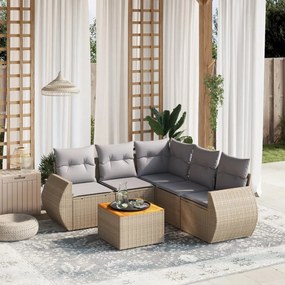 Set Divano da Giardino 6 pz con Cuscini Beige in Polyrattan