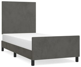 Giroletto con testiera grigio scuro 90x200 cm in velluto