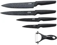 Set 4 coltelli e pelaverdure neri Caractere
