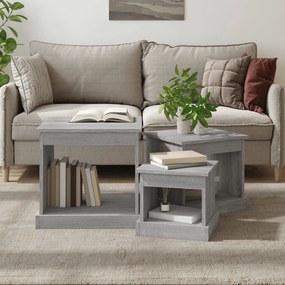 Tavolini Da Salotto 3 Pz Grigio Sonoma İn Legno Multistrato /