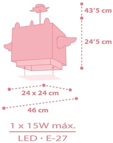 Dalber 64592 - Lampadario per bambini LITTLE UNICORN 1xE27/15W/230V